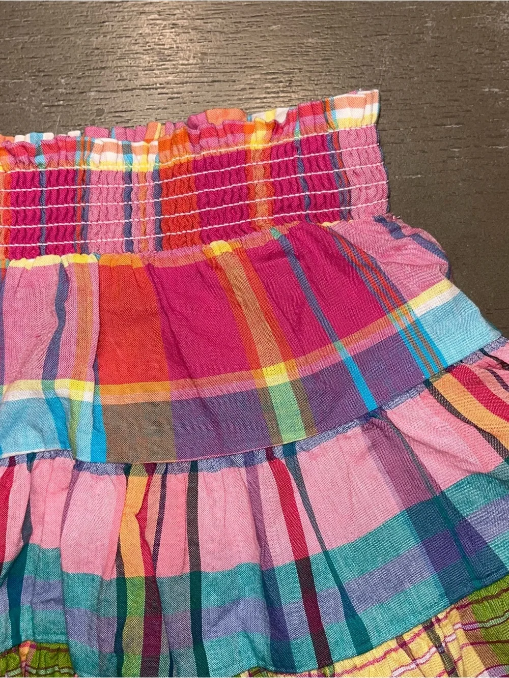 Polo Ralph Lauren Infant Plaid Pink Green Mini Skirt Ruffle Smocked NWT Girls 2